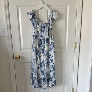 Floral Blue and White Maxi Dress